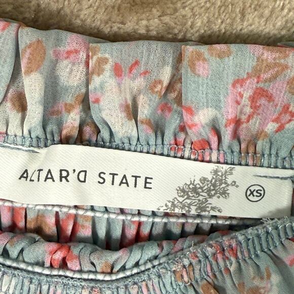 Altar’d State Floral Ruffle Smocked Mini Skirt Blue Pink Boho Feminine NWT | XS - Picture 4 of 9
